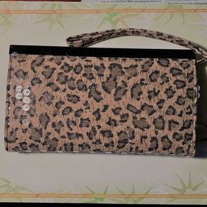 Leopard Print Sequined Wristlet Wallet